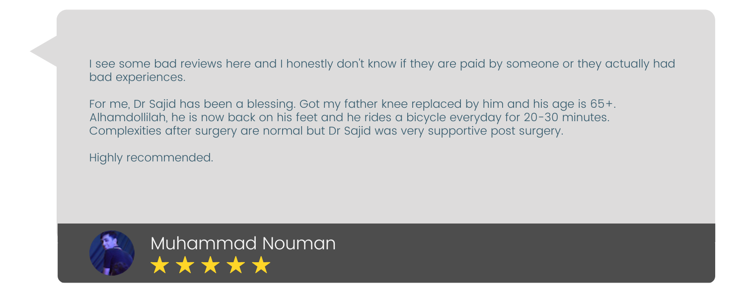 Muhammad Nouman's testimonial for Dr. Khawaja Sajid Aslam