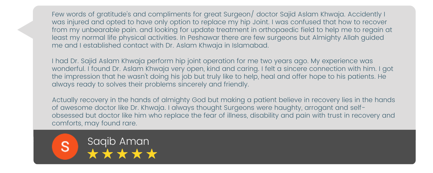 Saqib Aman's testimonial for Dr. Khawaja Sajid Aslam